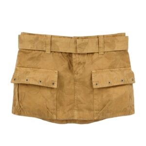GUESS Cargo Mini Skirt Size 24 Khaki Floral Camo Belted